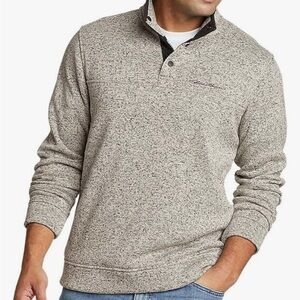 Eddie Bauer Gray Heather Radiator Fleece Snap-Front Pullover Size Large